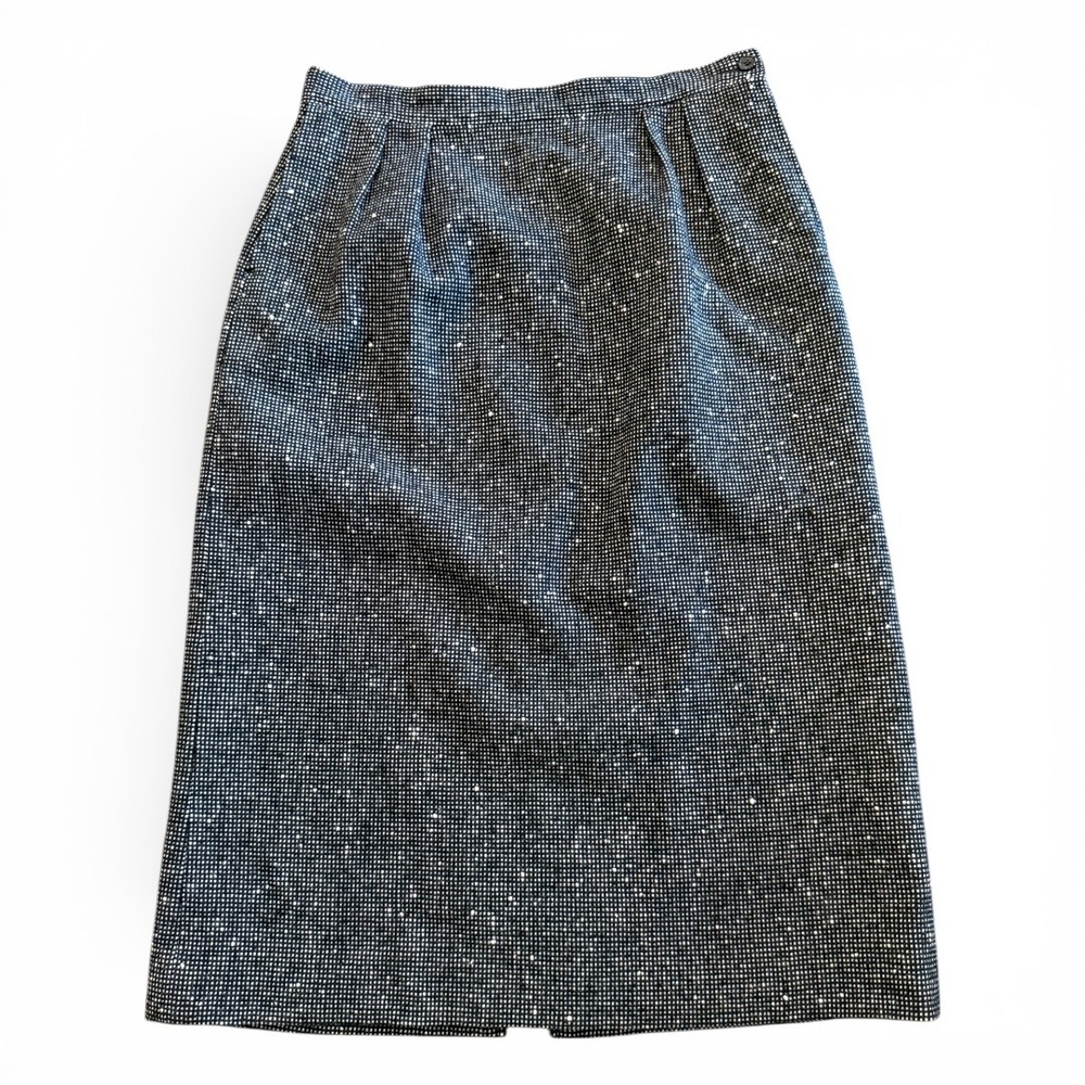 Pendleton Wool Tweed Skirt Size 14 Black White USA‎ Lined Midi